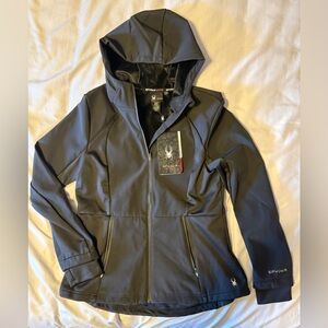 Ladies Spyder Active Black Sport Casual Spring Hooded Black Jacket